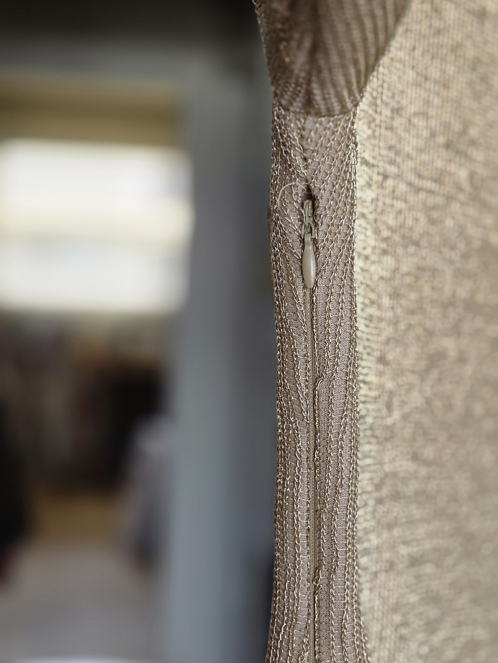 Metallic Knit Mini Dress with Decorative Shell Clasp - Picture 4 of 7
